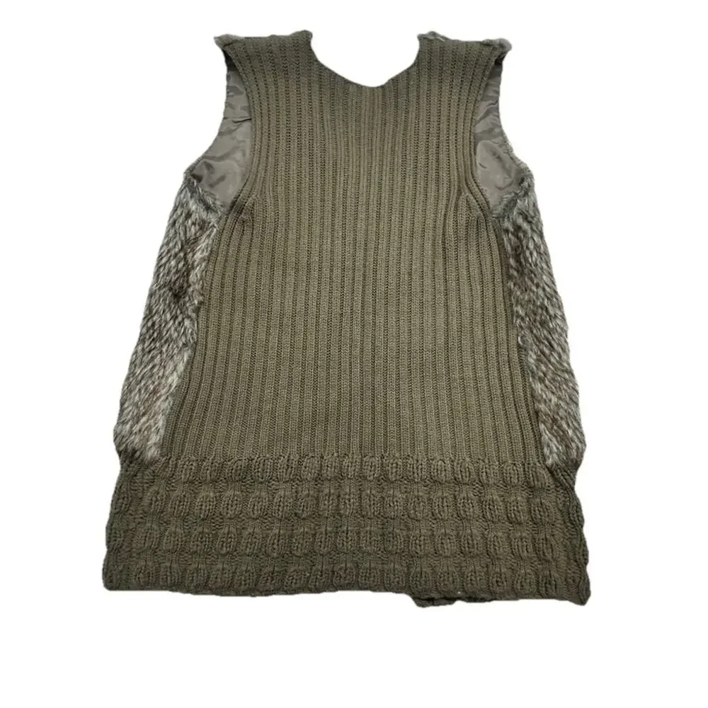 Emma G Womens Large Vest Faux Fur Sweater Wool Cardigan - Picture 7 of 7